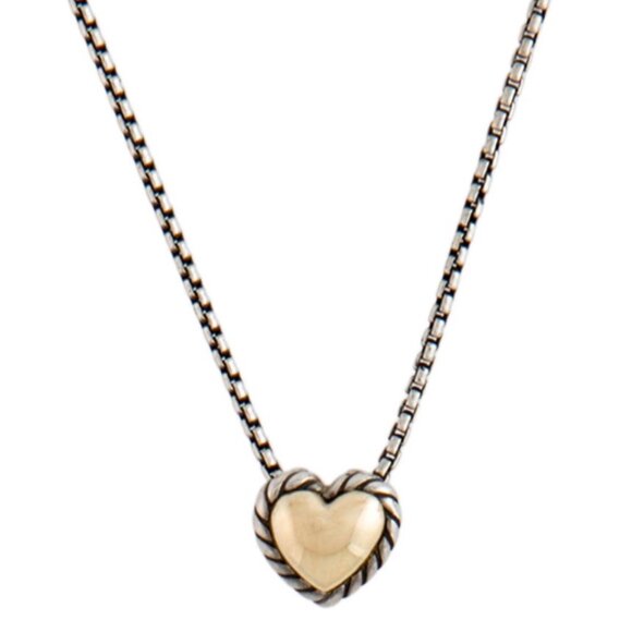 DAVID YURMAN 18K & STERLING SILVER CABLE COLLECTIBLES COOKIE HEART NECKLACE - Picture 3 of 8